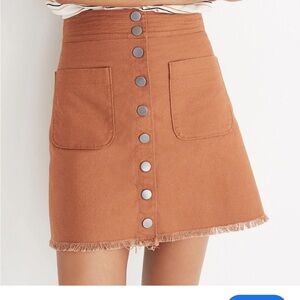 Women’s Madewell Button-Front Mini Cognac Mini Skirt Size 8